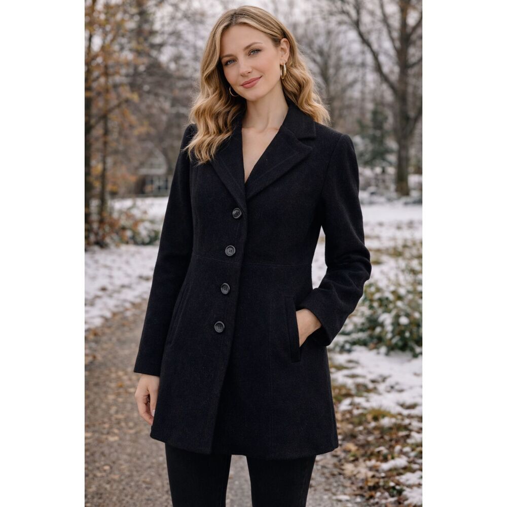 Pendleton Women Size XSP Black Merino Wool Career Blazer Coat Jacket Minimalist